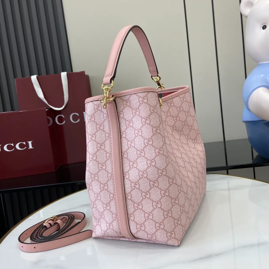 GG Emblem small bucket bag in light pink - Image 5