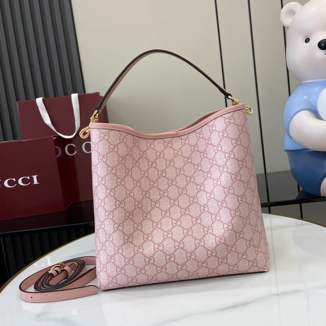 GG Emblem small bucket bag in light pink - Image 6