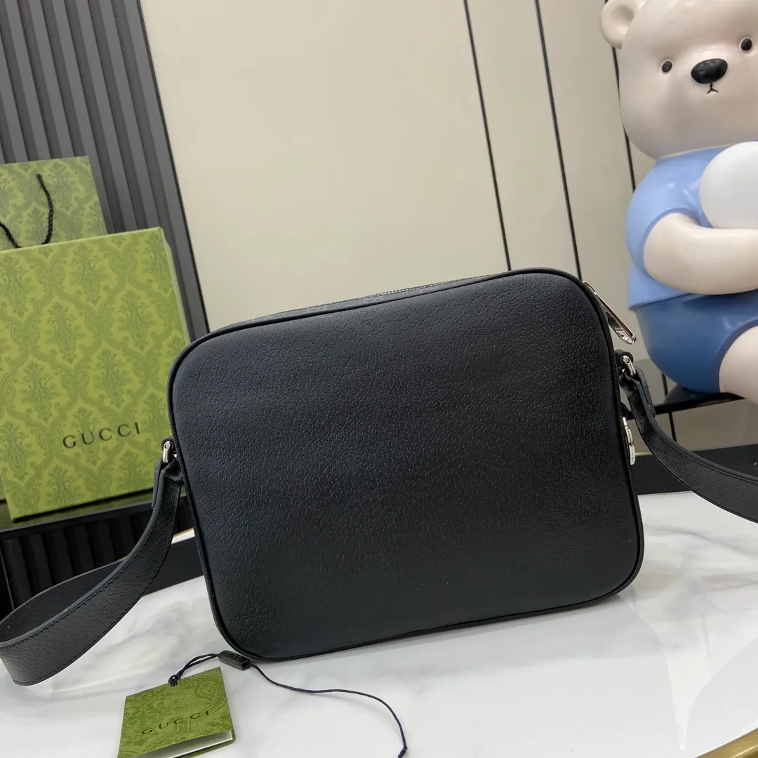 Gucci Black GG Supreme Canvas Black Leather Small - Image 4
