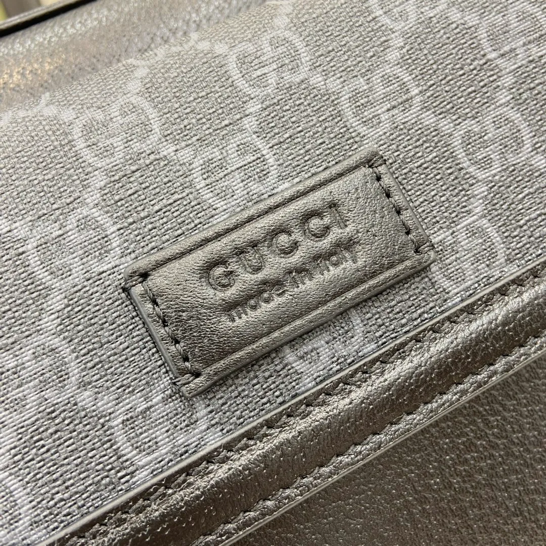 Gucci Black GG Supreme Canvas Black Leather Small - Image 6