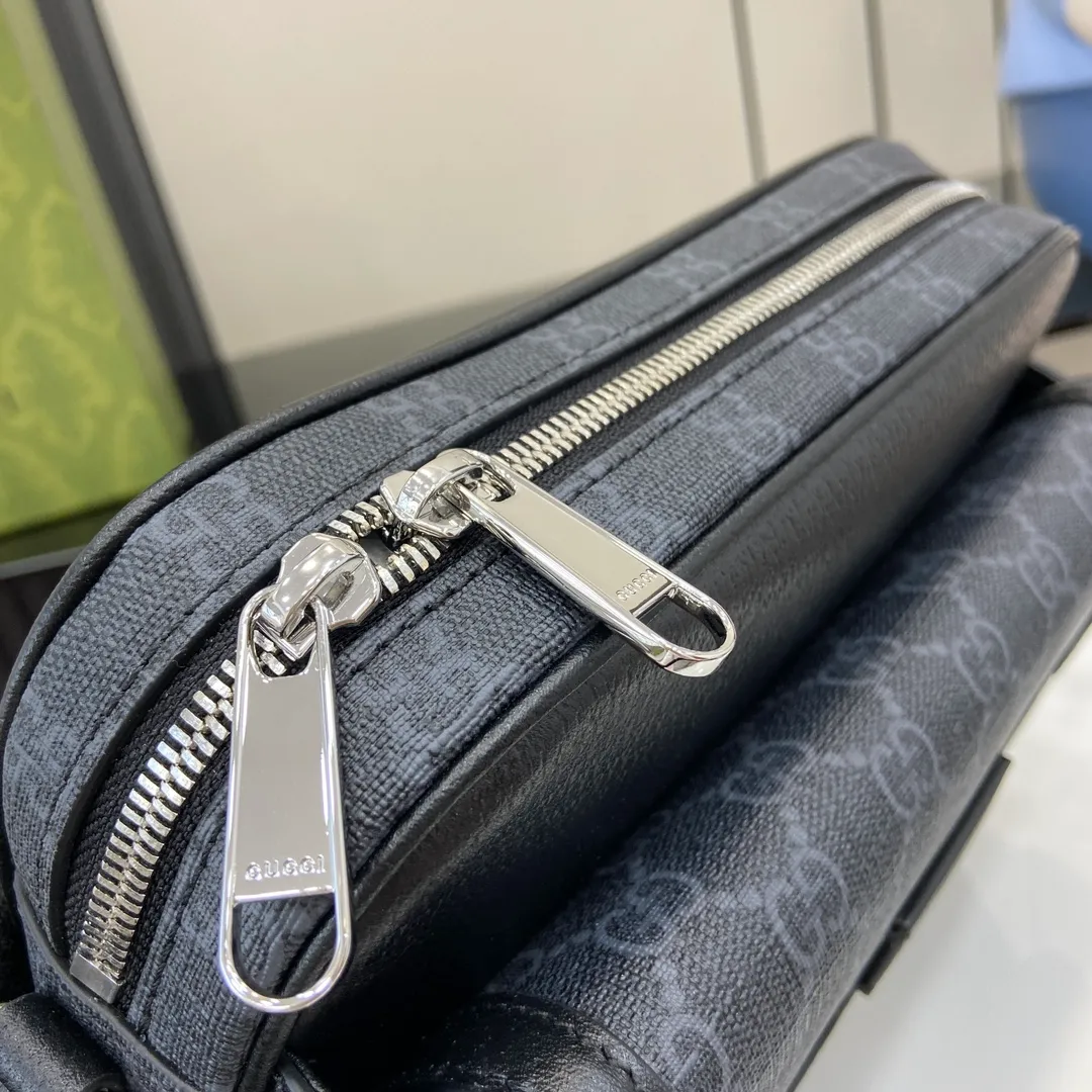 Gucci Black GG Supreme Canvas Black Leather Small - Image 7