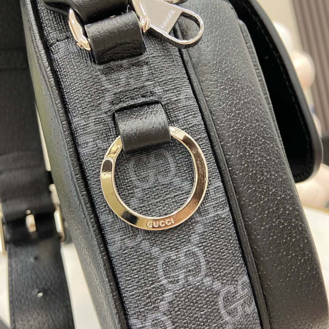 Gucci Black GG Supreme Canvas Black Leather Small - Image 8