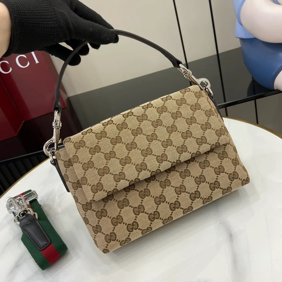 Gucci Brown GG Canvas Crossbody Bag - Image 4