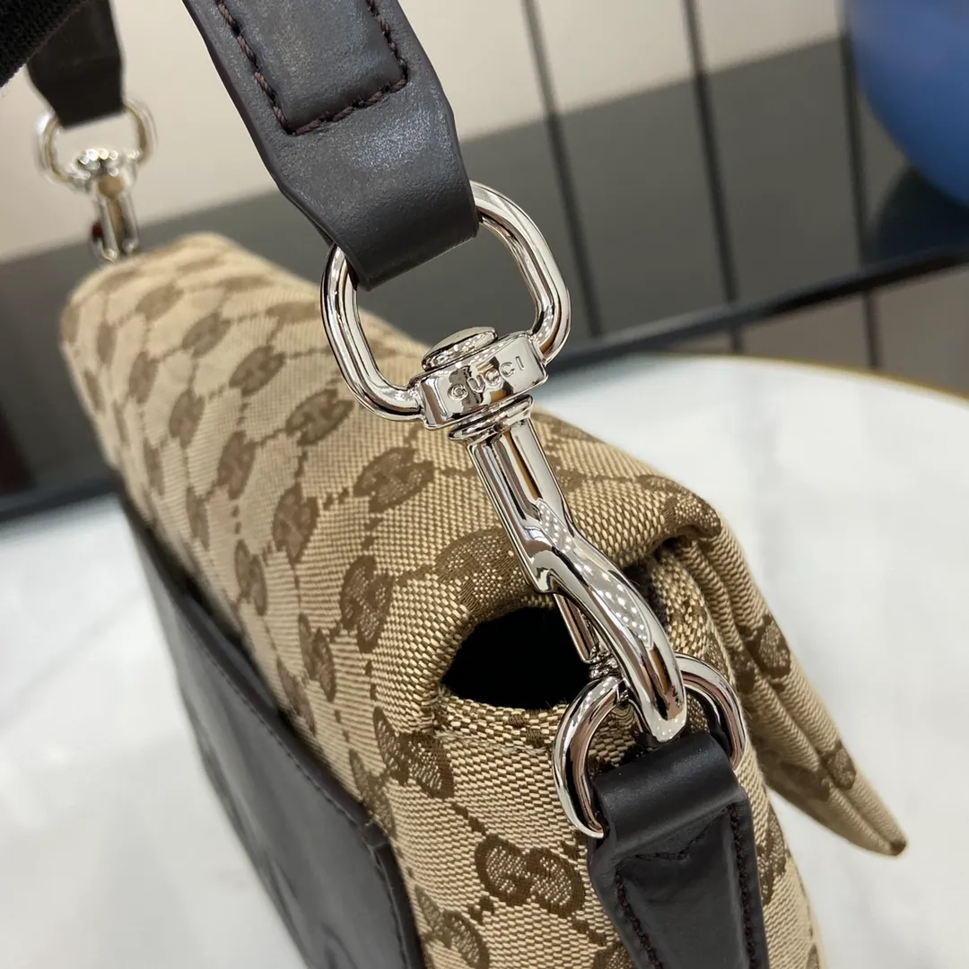 Gucci Brown GG Canvas Crossbody Bag - Image 6