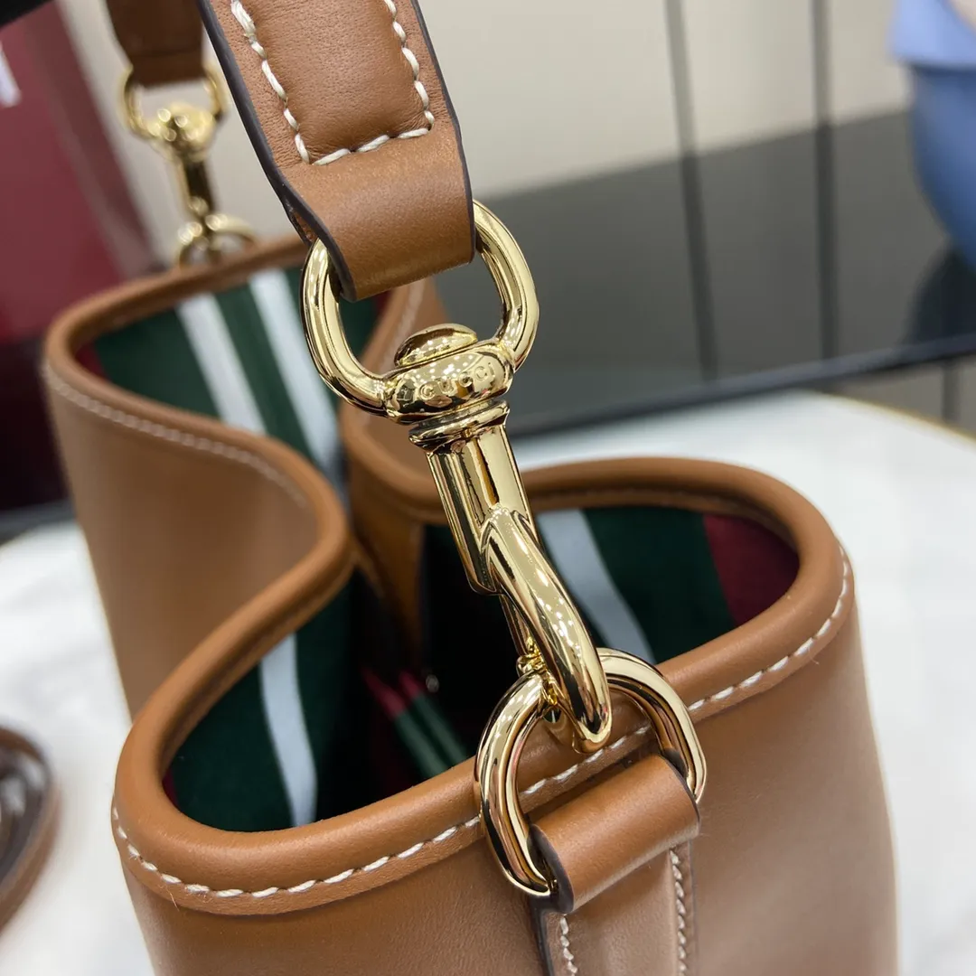 Gucci GG Emblem Mini Bucket Bag Brown - Image 6