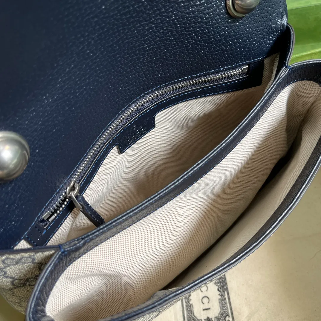 Gucci Navy Blue/Beige GG Supreme Canvas and Leather - Image 10
