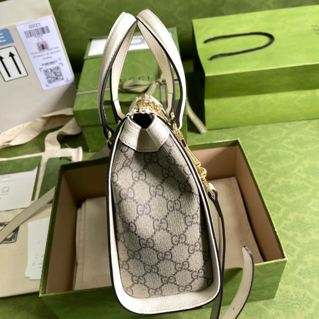 Ophidia small tote bag in beige - Image 9