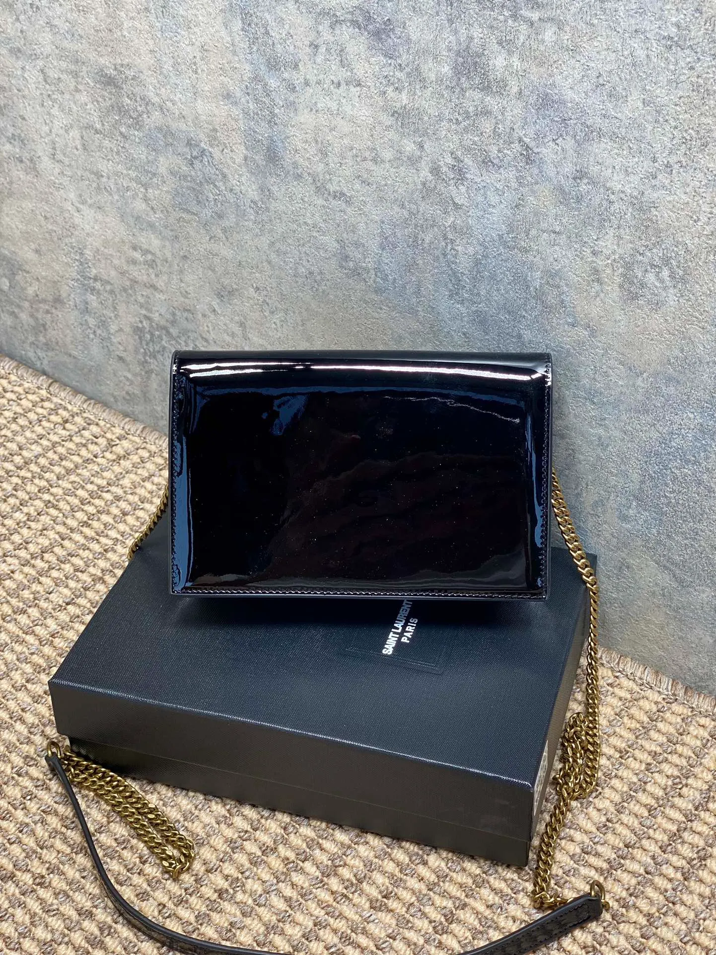 Saint Laurent Kate Tassel Chain Croc Embossed Shoulder Bag Black - Image 5