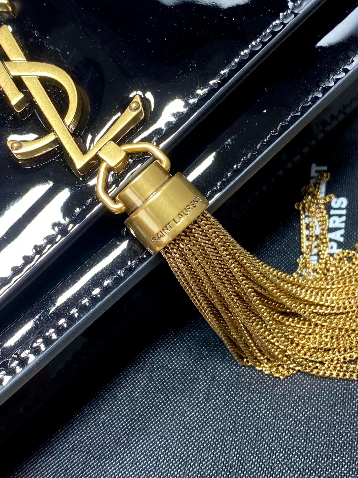 Saint Laurent Black Patent Leather Small Kate Tassel Crossbody Bag - Image 9