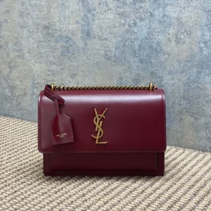 Saint Laurent Burgundy Leather Medium Sunset Shoulder Bag Saint Laurent Paris