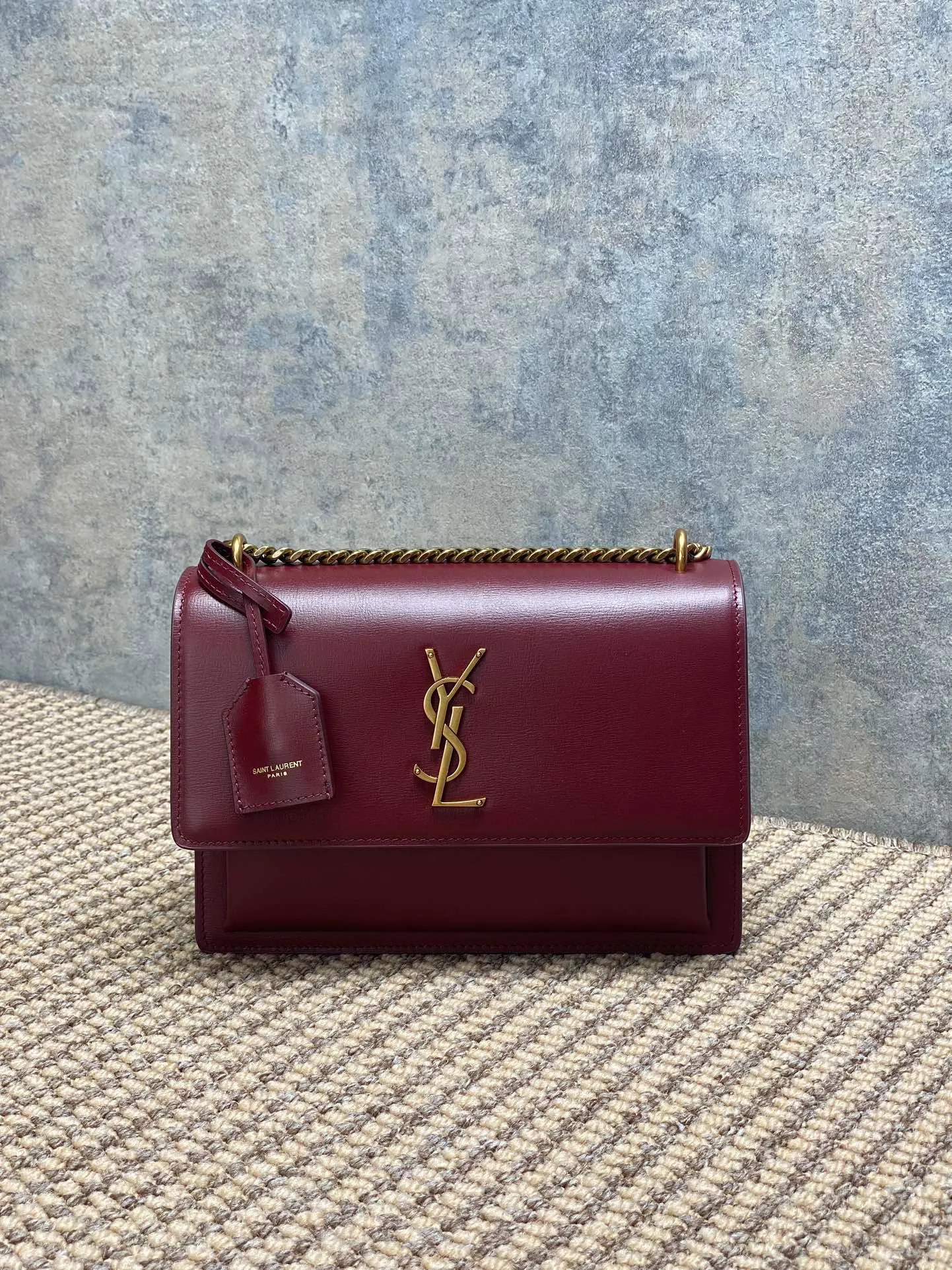 Saint Laurent Burgundy Leather Medium Sunset Shoulder Bag Saint Laurent Paris