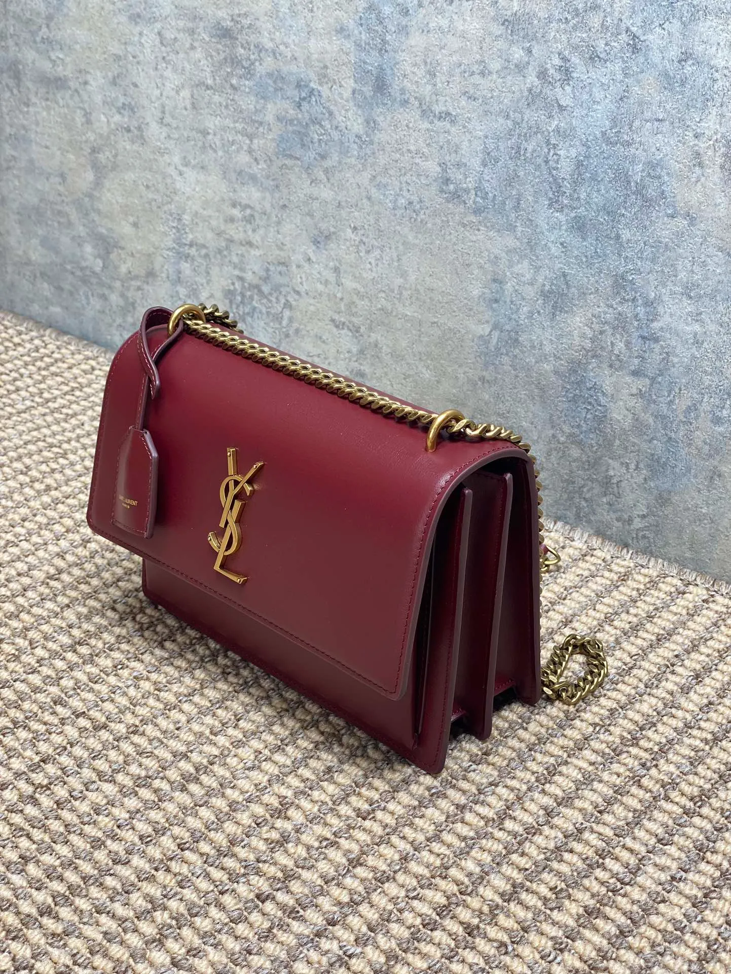 Saint Laurent Burgundy Leather Medium Sunset Shoulder Bag Saint Laurent Paris - Image 5