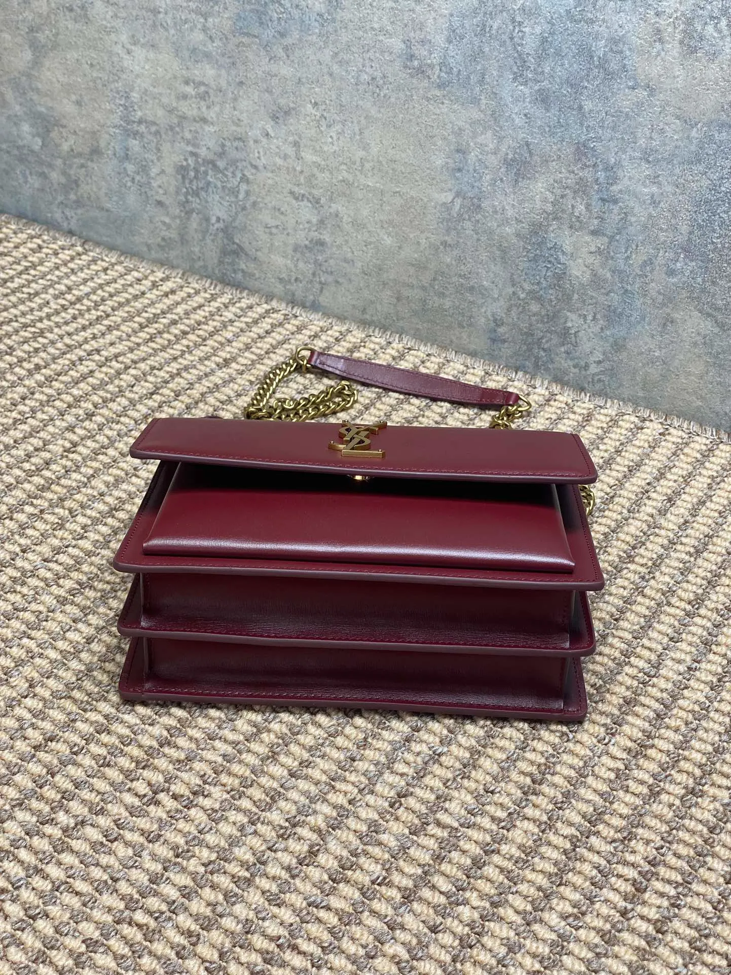 Saint Laurent Burgundy Leather Medium Sunset Shoulder Bag Saint Laurent Paris - Image 7