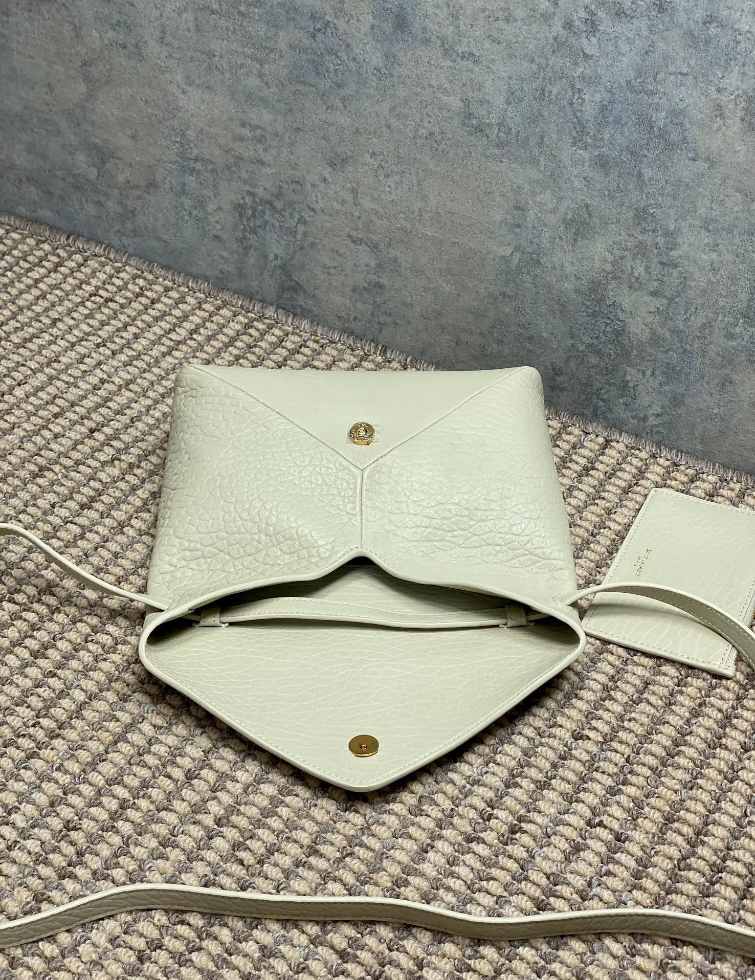 Saint Laurent Small Leather Clutch in White - Image 5