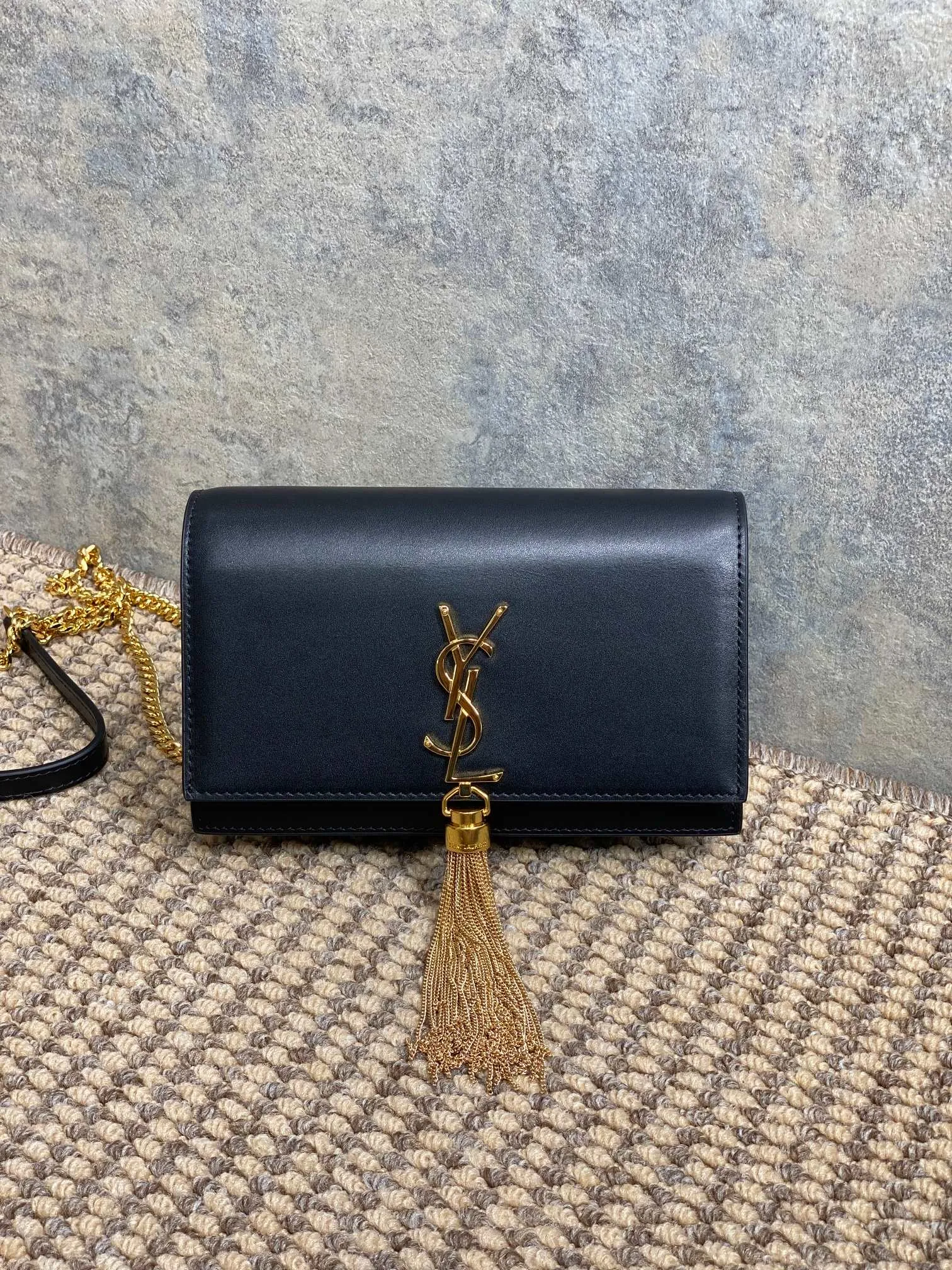 Saint laurent black kate guaranteed retailers tassel