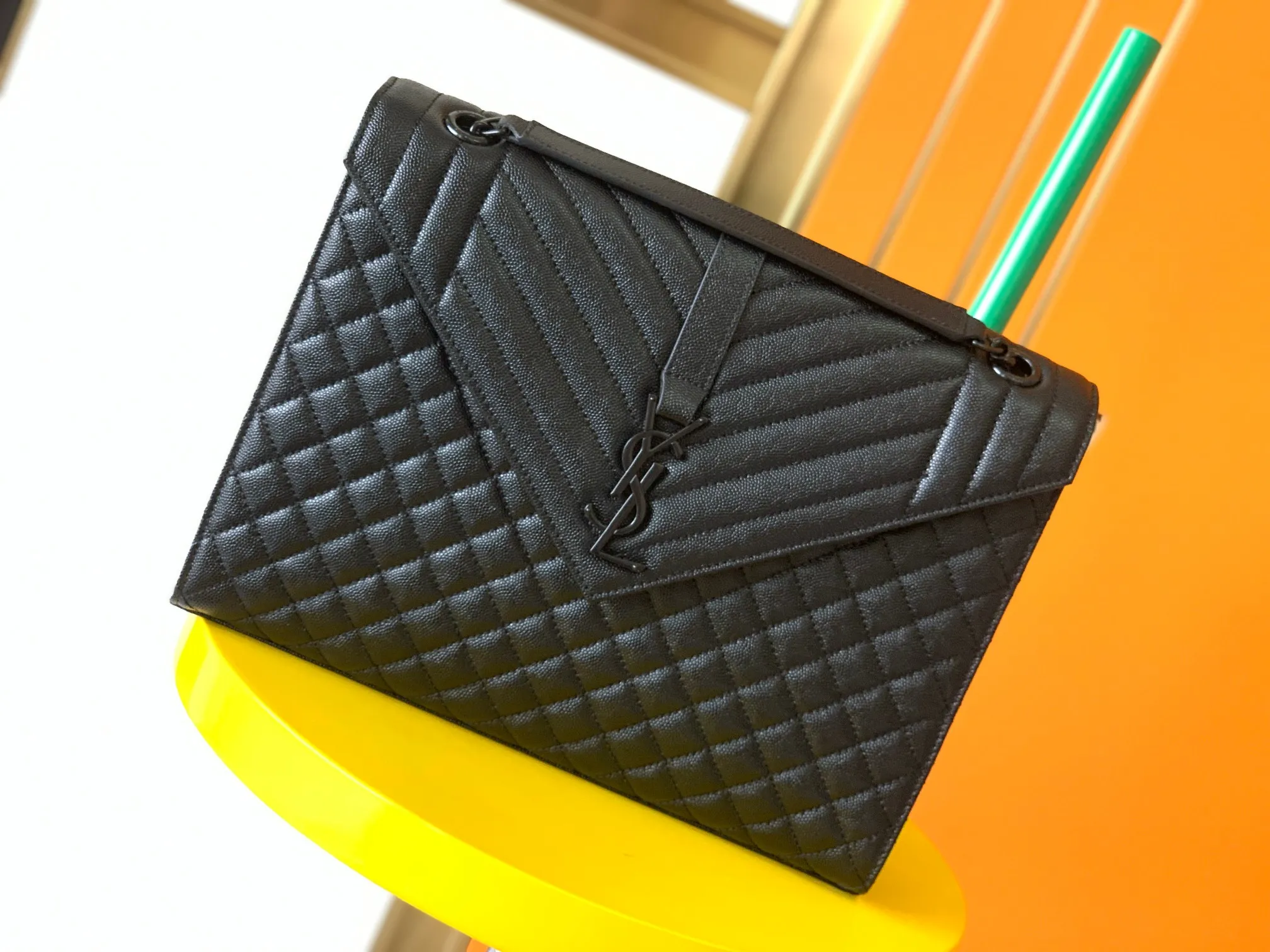 SAINT LAURENT Large Tri-Quilted Matelasse Grain de