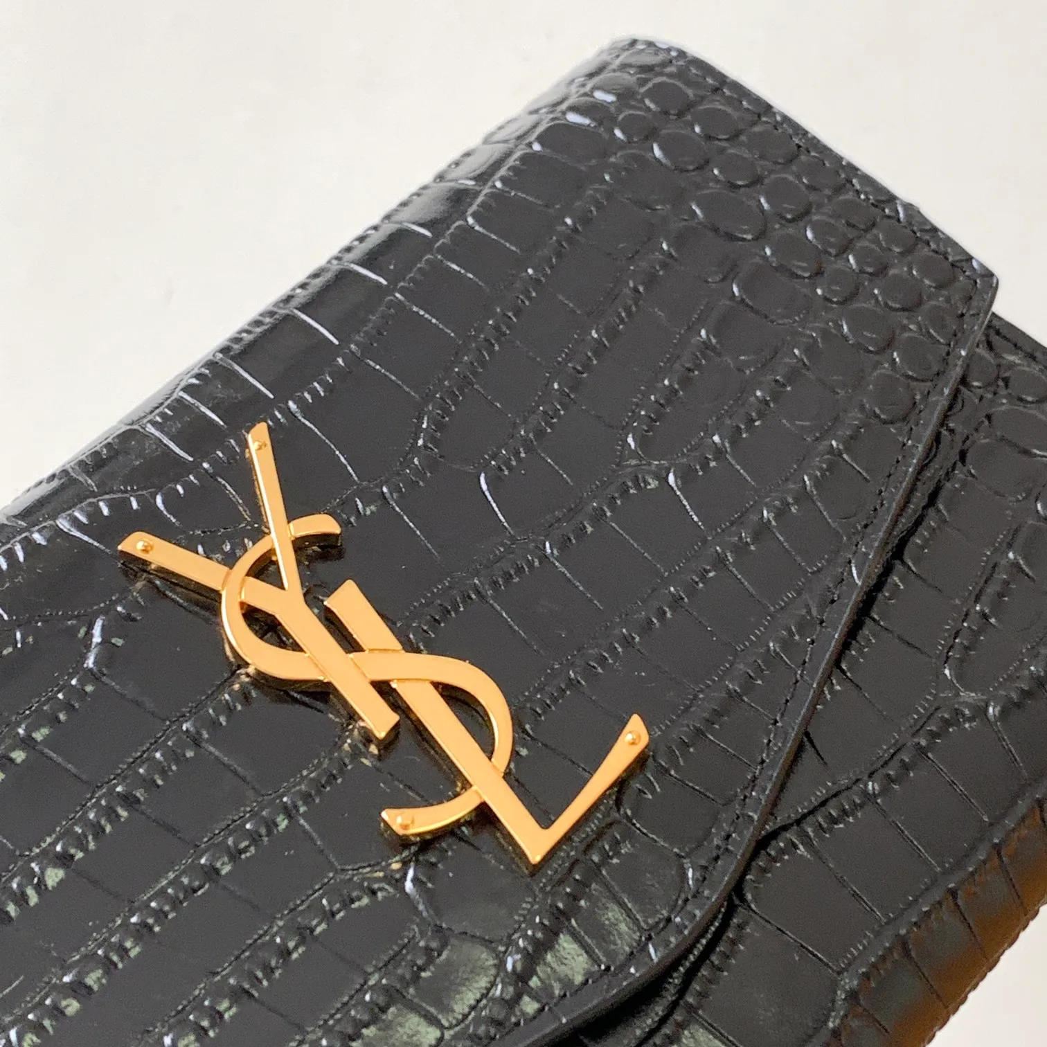 SAINT LAURENT Uptown croc-effect patent-leather shoulder - Image 6