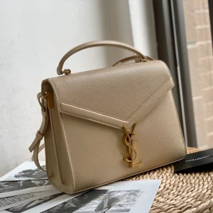 Saint Laurent Cassandra Mini Top Handle Beige