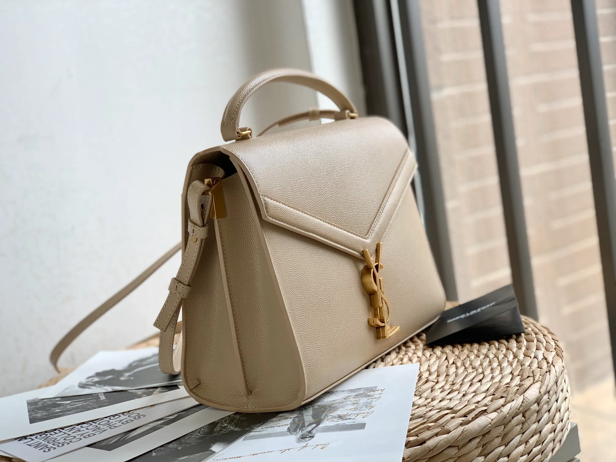 Saint Laurent Cassandra Mini Top Handle Beige - Image 4