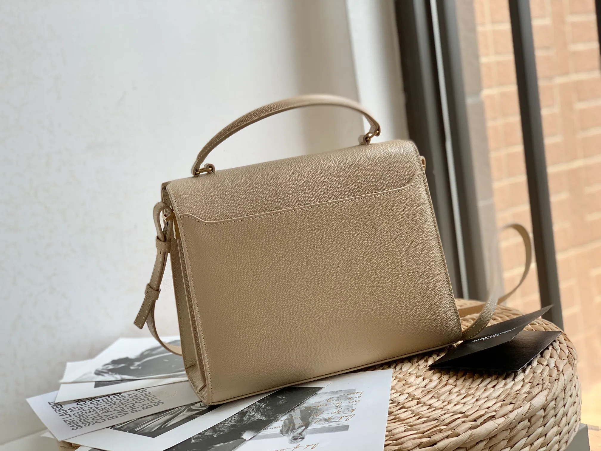 Saint Laurent Cassandra Mini Top Handle Beige - Image 5
