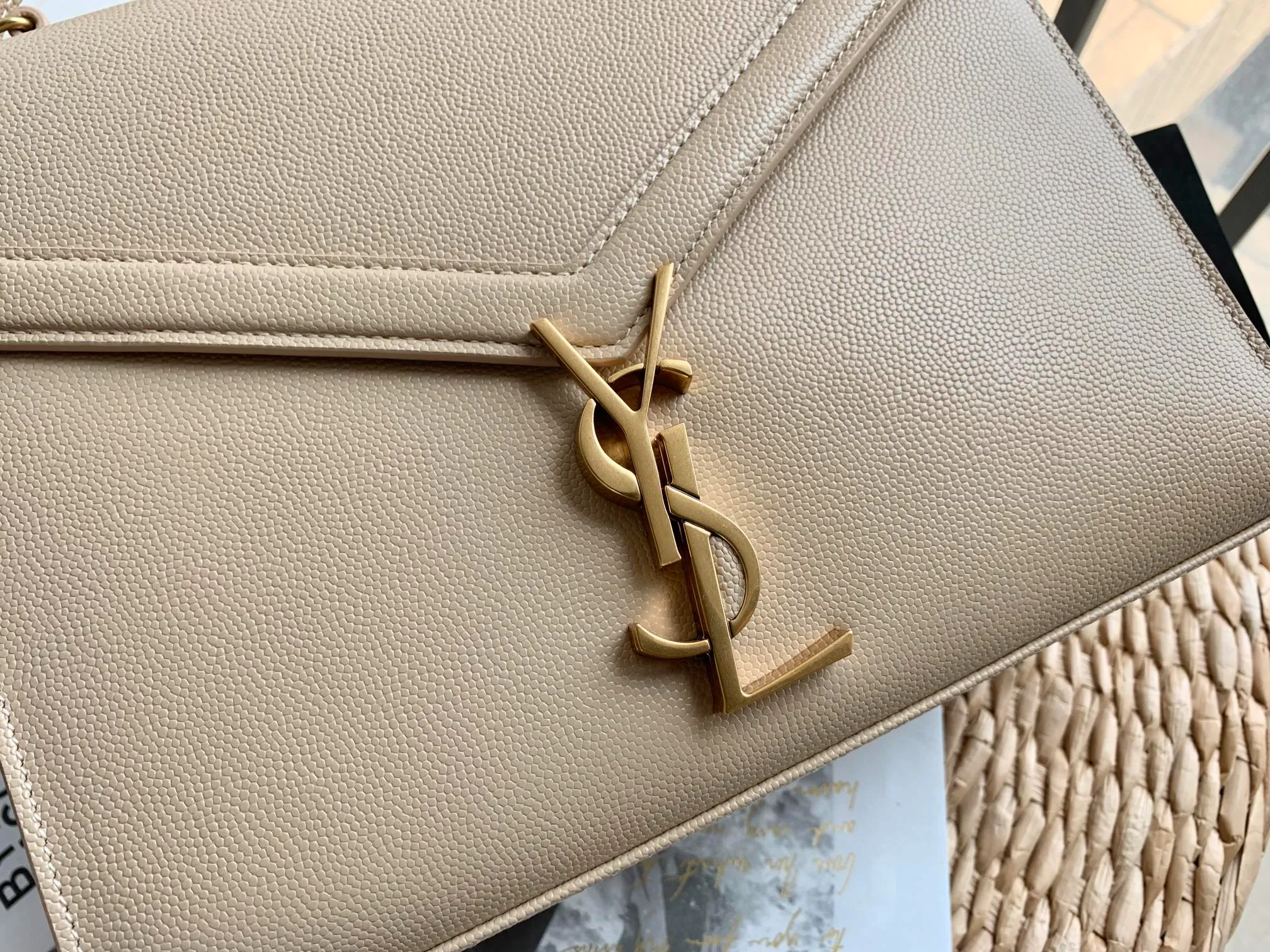 Saint Laurent Cassandra Mini Top Handle Beige - Image 6