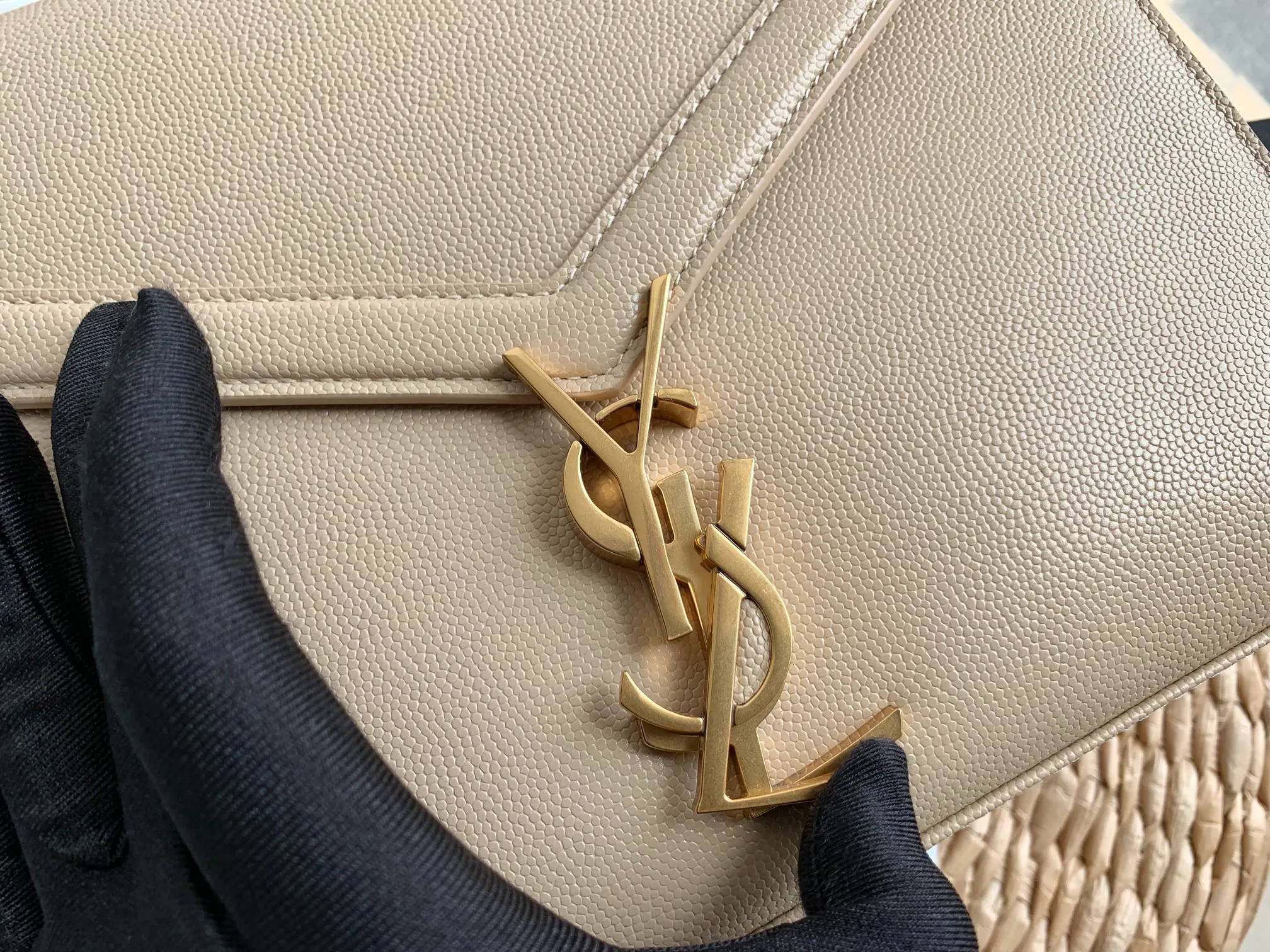 Saint Laurent Cassandra Mini Top Handle Beige - Image 8