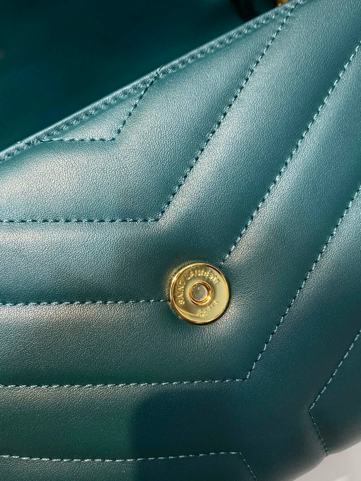 YSL Envelope Bag Teal Green Large - Image 9