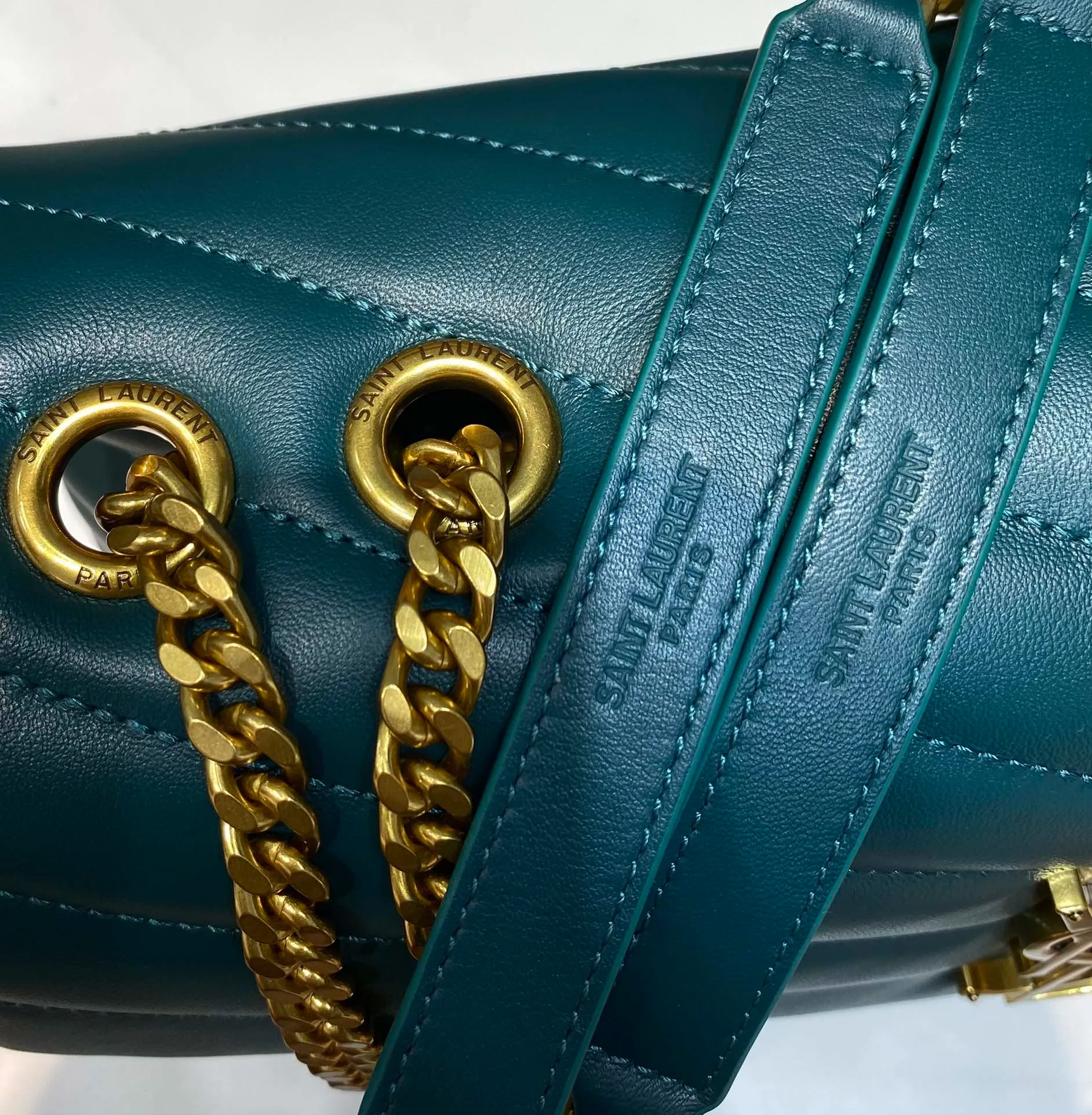 YSL Envelope Bag Teal Green Small - Image 6