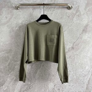 Miu Miu Olive Green Garment-dyed T-shirt