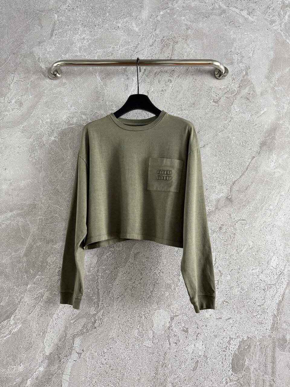 Miu Miu Olive Green Garment-dyed T-shirt